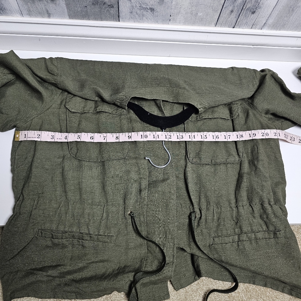 Who What Wear Womens Jacket Size L Olive Green Button Up Pockets Linen & Rayon - Picture 9 of 9